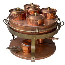 Vintage Victorian  Copper  FIVE Compartment Chaffing Dish  With Lids -