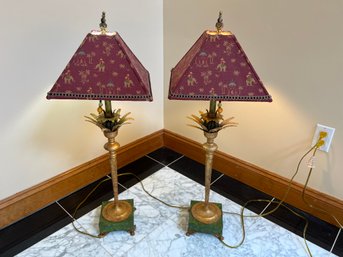 Magnificent Pair Of 3ft Standing Lamps