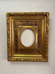 Antique Ornate Gold Gilded Picture Frame With Oval Opening