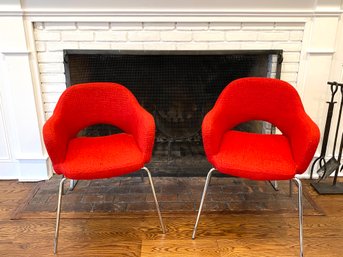 Pair Cherry Red Contemporary Chairs