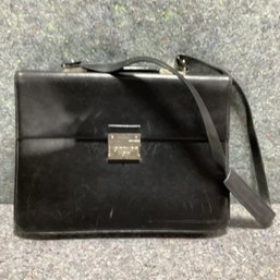 Salvatore Ferragamo Black Leather Satchel Bag With Shoulder Strap