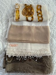 Set Of 4 Scarves, One Pashmina, One Liz Claiborn