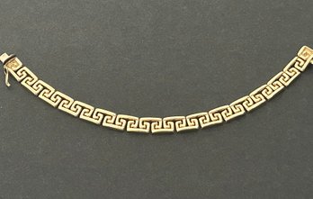 14K Yellow Gold Greek Key Design 7.5 In. Length Bracelet Acid Tested Jeweler Verified 17 Gram Weight