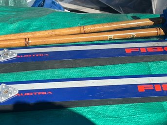 Fisher Cross Country Skis And Vintage Bamboo Olympic  Poles