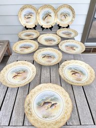 Set Of 12 Gold Painted Bernardaud Limoges D & C France Fish Plates