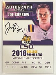 2018 College Rookie Card Joe Burrow Autograph Express Rookie Card