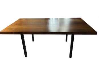 Vintage 2 In. Thick Heavy Weight Laminate Wood Look  Dining Table 2 Leaves Black Legs  ( READ Description)