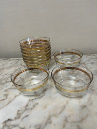 10 Vintage Gold Rimmed Bowls