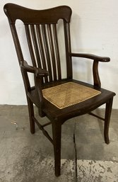 Turn Of The Century Oak Armchair With Cane Seat