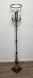 Ornate Antique Brass And Marble Floor Lamp