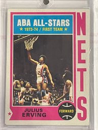 1970 Topps Julius Erving Aba All Stars Card #200    ' ERROR CARD '   Spelling Error On Back