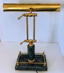Vintage Brass And Marble Banker's Lamp