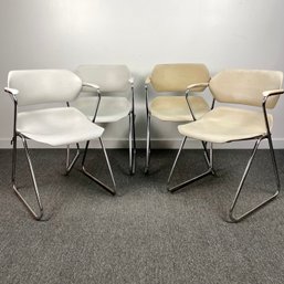 Four Acton Stacking Chrome Chairs