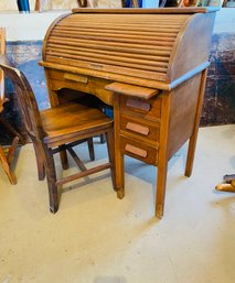 Child Size Roll Top Desk With Chair By The Hale Desk Co New York