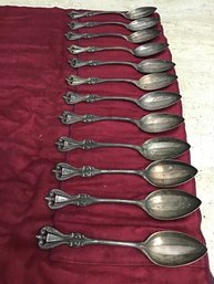 12 Antique Sterling Silver Spoons