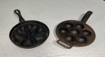 Vintage Cast Iron Lodge Aebelskiver Pan And Cast Iron Heart/Star Shaped Muffin Pan