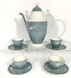 Royal Doulton Reflection Coffee Pot, 4 Espresso Cups And Saucers