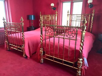 PAIR Spectacular Vintage Heavy & Ornate Brass Beds