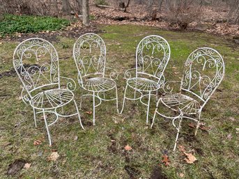 Gorgeous Set Of 4  Vintage Metal Chairs