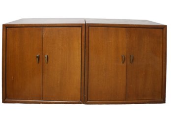 Mid-Century Modern Double Door End Tables, A Pair