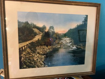 Framed A Little River Colored Scenic Print