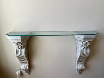 Pair Of Wall Sconces And Glass Shelf