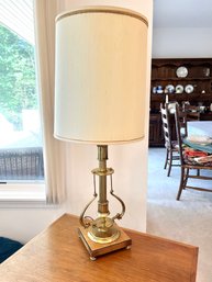 Brass Table Lamp With Wood Base