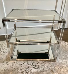 Stunning Mirrored And Chrome Side Table