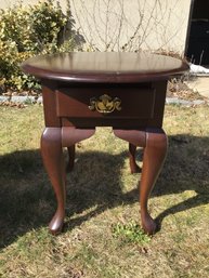 Oval End Table With Single Drawer