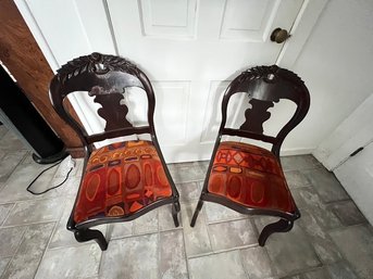 Pair Of Rosewood Upholstered Parlor Chairs