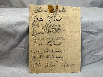 All Genuine BROOKLYN DODGERS Autographs - 1940s - PeeWee Reese - Don Padgett - Glen Moulder - Ervin Palica