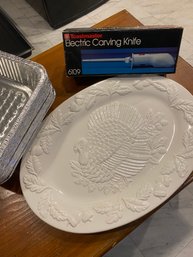 Carving Set- Turkey Platter, Electric Carving Knife & Trays