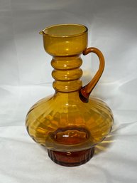 MCM Blenko ? Amber Ribbed Neck Pitcher