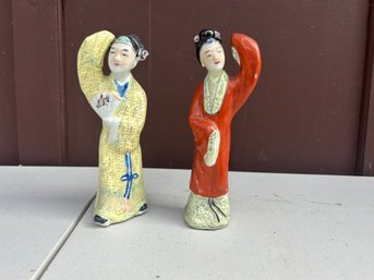 Set Of 2 Porcelain Chinese Family In Robes