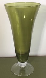 Hand Blown Glass, Green Speckled Vase.