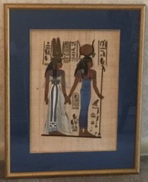 Egyptian, Pyramids Papyrus, Vibrant Blue Matted Picture