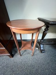 Round Wood Banded Table