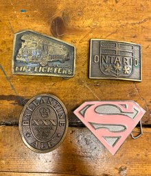 Belt Buckle Lot 2-supergirl, Firefighters, Balentine Ale, Ontario