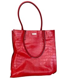 Kate Spade Red Croc Embossed Leather Tote Bag