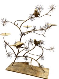 An Hand Made Metal Candleholder With  Birds - C. Jere Style