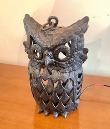 Vintage Japanese Cast Iron Owl Pendant Lamp