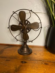 Antique Metal Fan Decor- Brushed Nickel Color