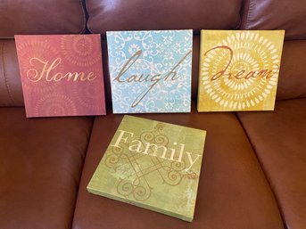 Set Of Four Canvases: Home, Dream, Laugh, Family