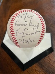 Official American League Rawlings Baseball Signed By Tom Lasorda