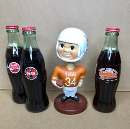 TEXAS LONGHORNS Bobble Head And Coke Classic Bottles