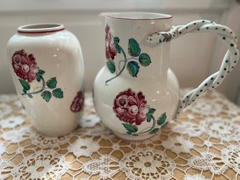 Tiffany - Flower Vase And Pitcher- Strausburg  Flowers