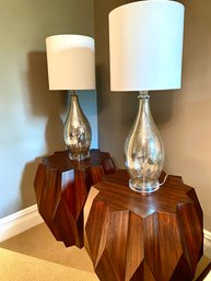 Pair Patterned Glass Lamps