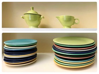 Original Fiestaware Plates, Creamer, And Sugar Bowl - Over 25 Pieces