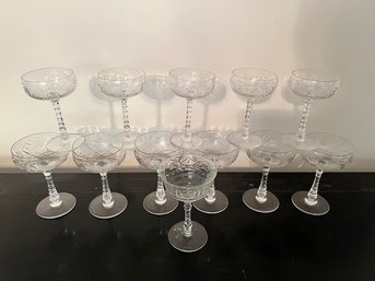 Set Of 12 'BADEN' Pattern By Rocke Sharpe, 1950's Champagne Stems