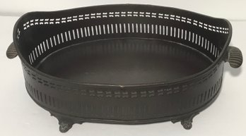 Metal Brown Gated Two Handle Oval Tray.